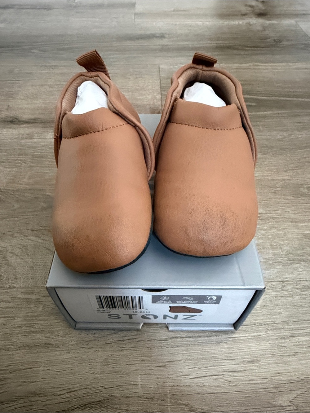 Stonz Toddler Moccasin Slip-On in Camel Brown
